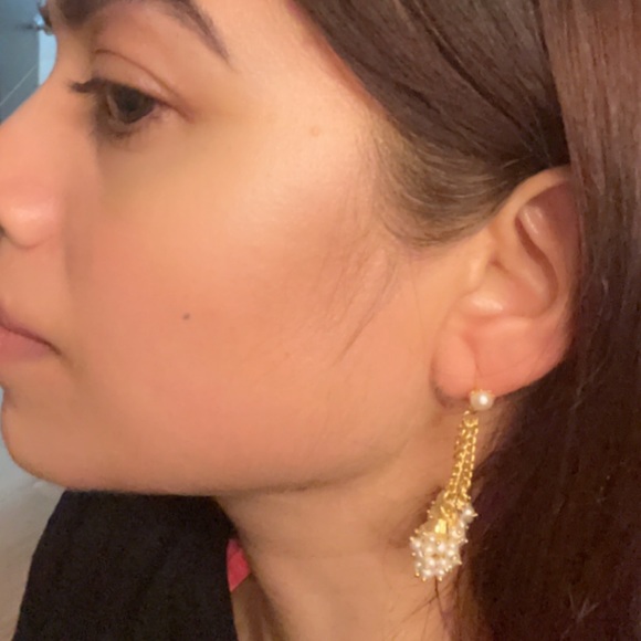 Set of Real Pearl Earrings with 18 k Gold tone Plated - Picture 10 of 12